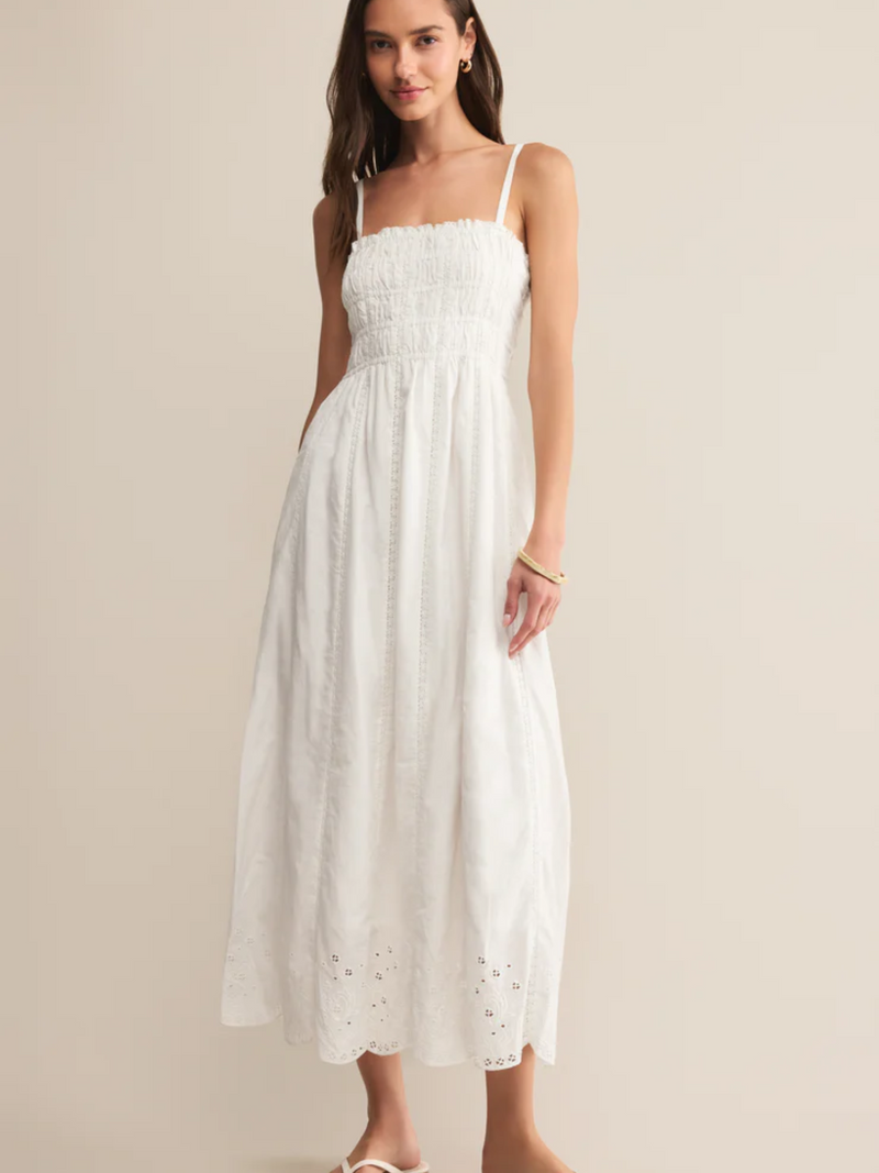 Z SUPPLY DANI EMBROIDERED DRESS IN WHITE