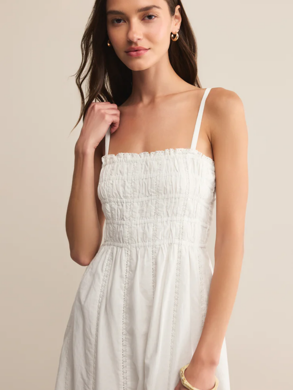Z SUPPLY DANI EMBROIDERED DRESS IN WHITE