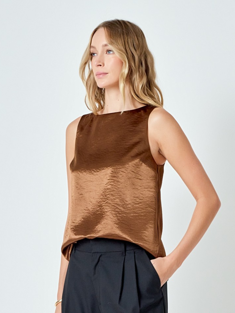 CHOCOLATE SATIN BLOUSE