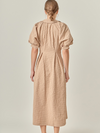 MATILDA MIDI DRESS RAGLAN PUFF SLEEVES BUTTON FRONT COLLAR