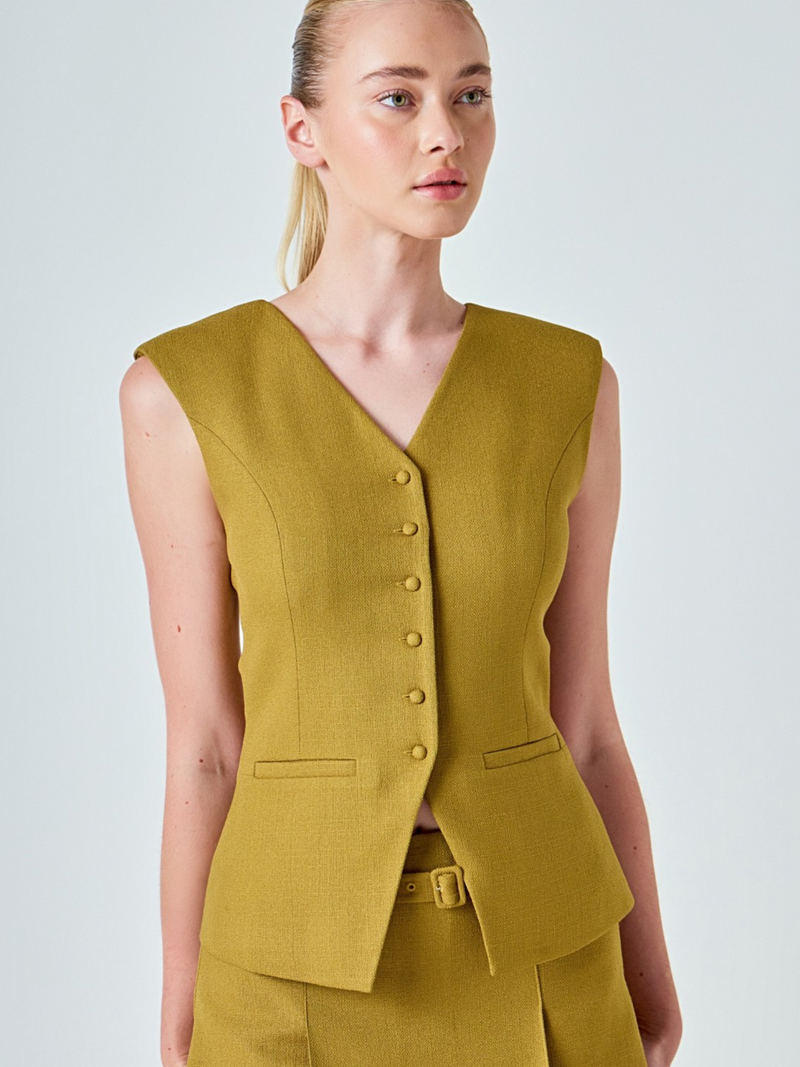 TWEED TWYLA VEST BUTTON FRONT