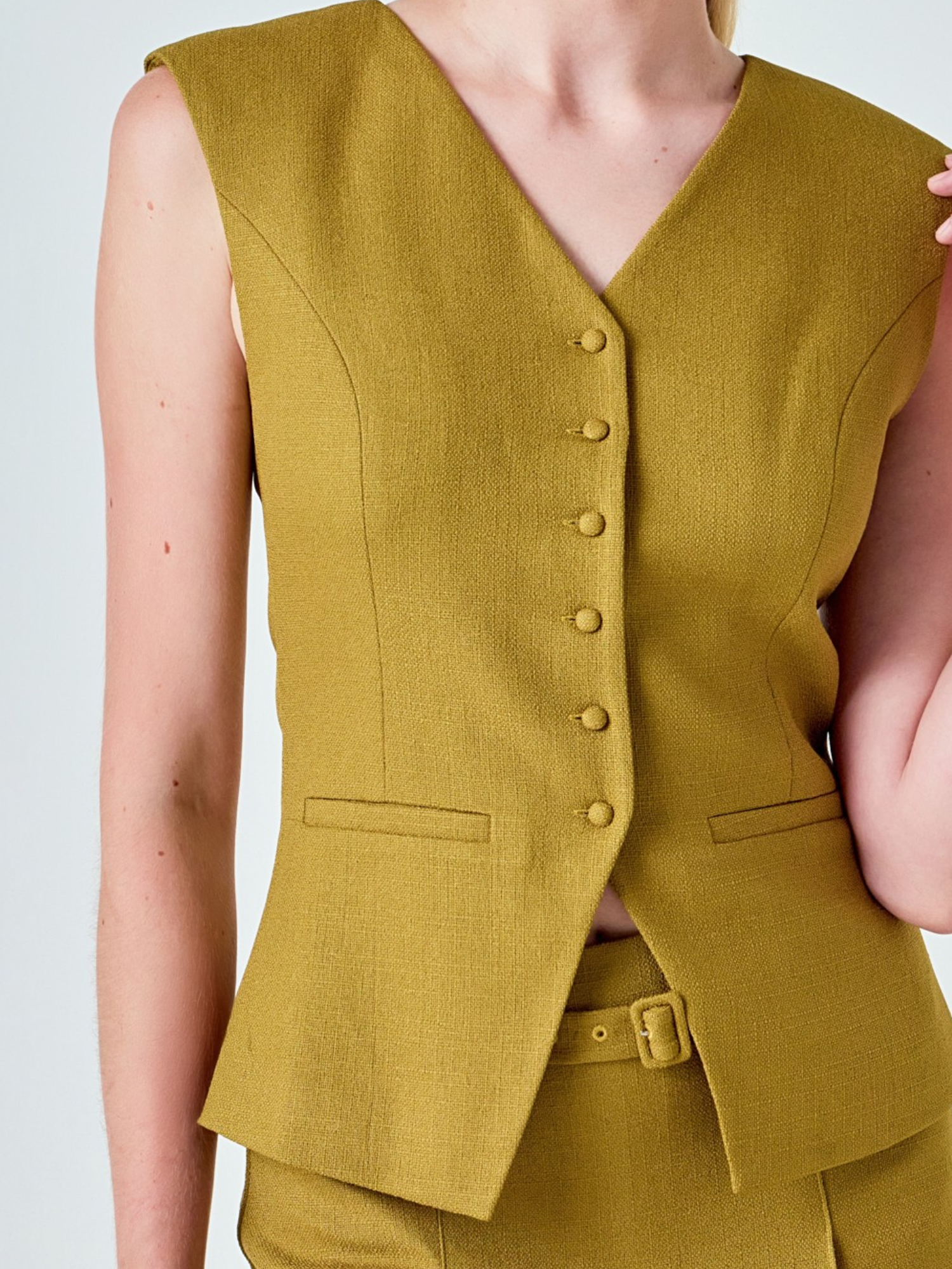 TWEED TWYLA VEST BUTTON FRONT