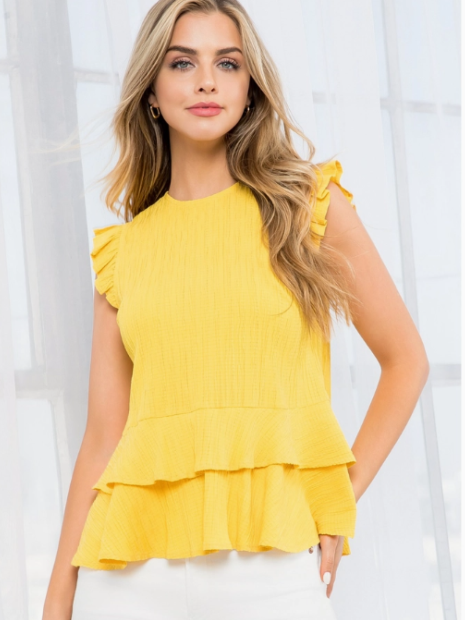 RUFFLE TIE BACK BLOUSE